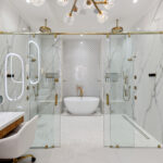 Bathroom Trends: Marble, Chandeliers, Heated Floors